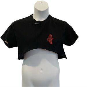 Cropped SCW Los Angeles New York Black T-shirt. Size Medium
